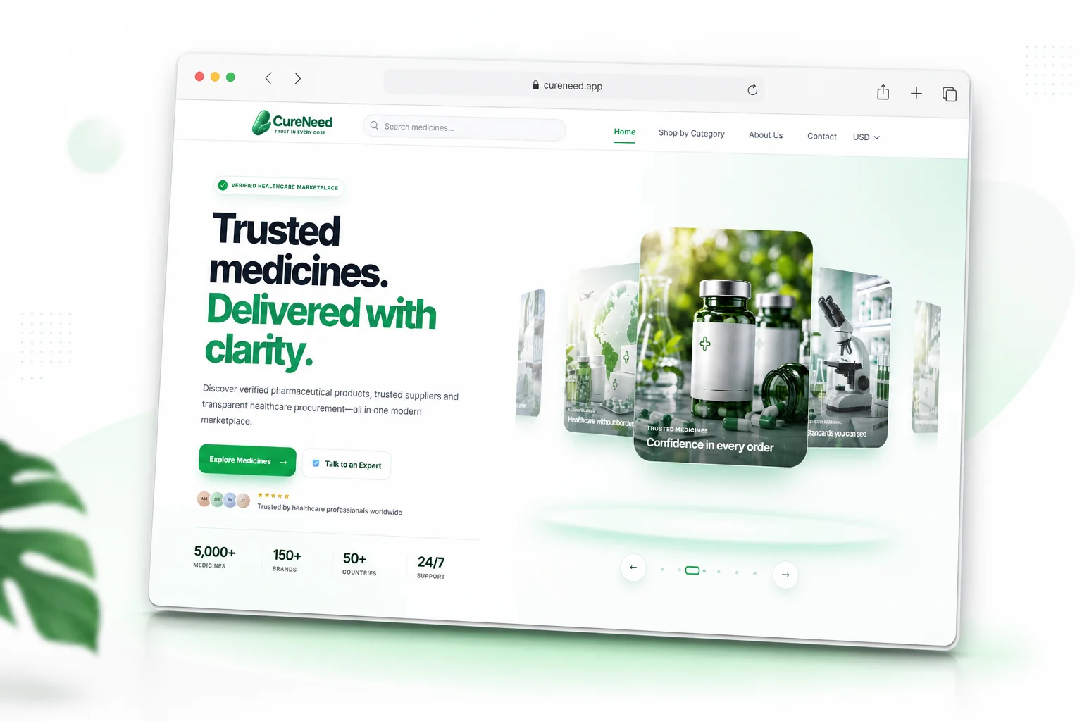 CureNeed — Medicine E-commerce Platform — Storefront and product catalogue