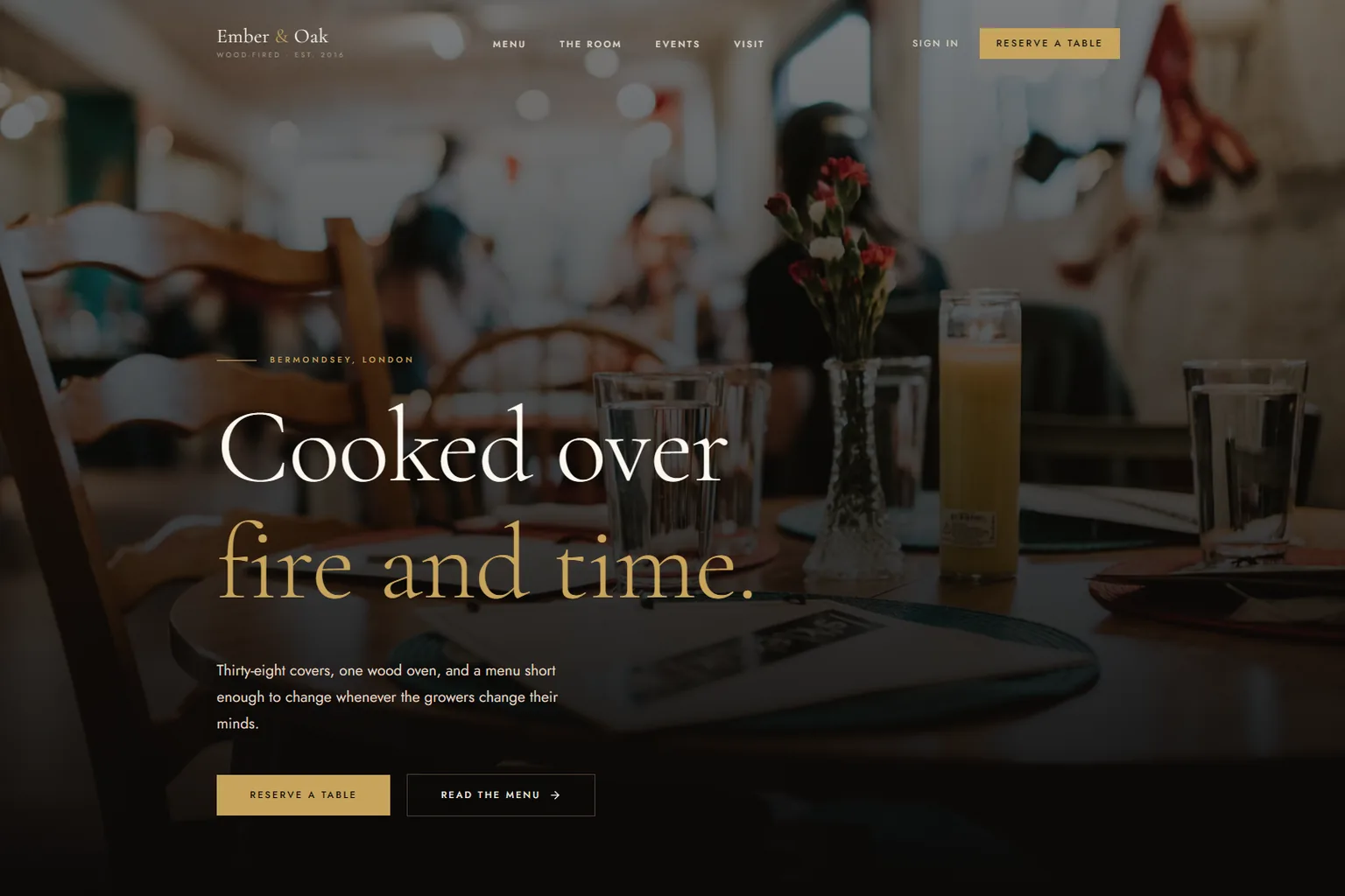 Ember & Oak — Restaurant Reservations — Home and reservation flow
