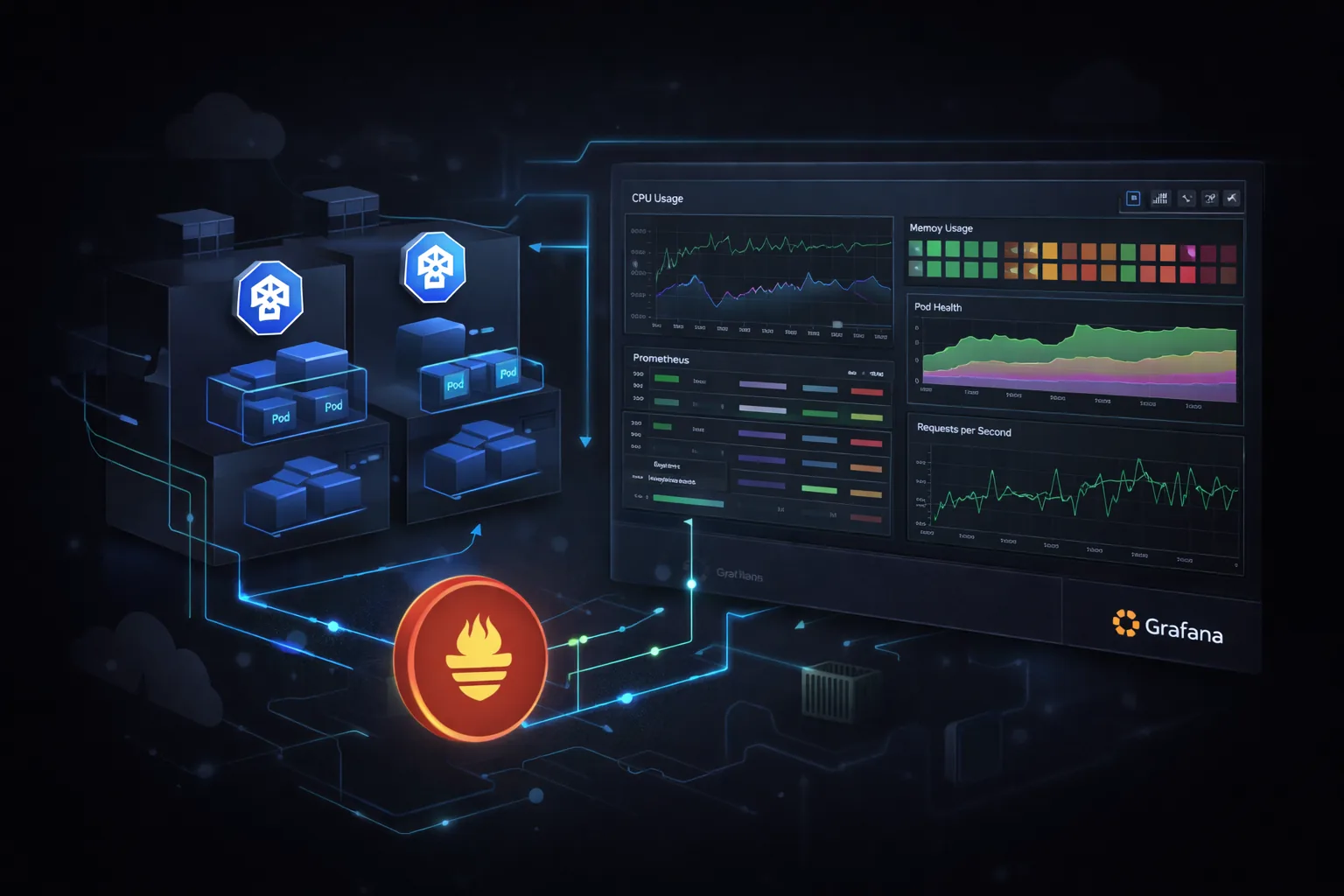 Kubernetes Monitoring — Prometheus & Grafana — Grafana cluster dashboard